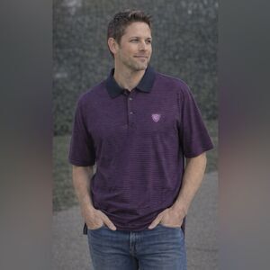 Purple Striped Cutter Buck Golf Polo